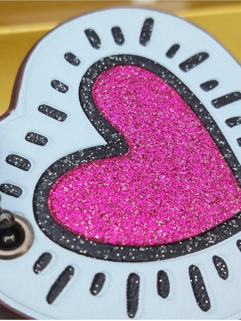 Coach Pink Glitter Heart Key Holder Bag Charm